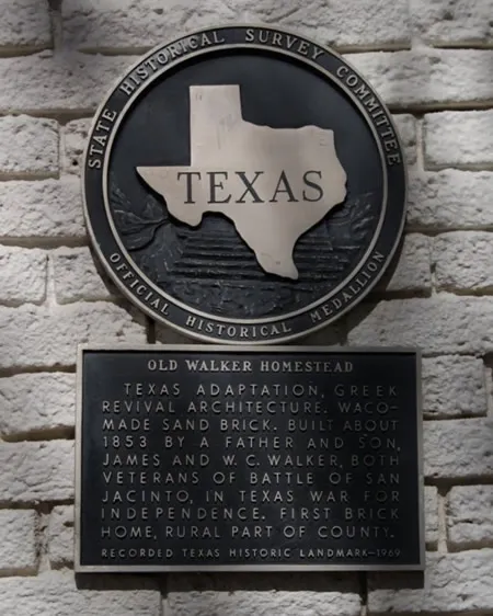 Old Walker Homestead - TEXAS HISTORICAL MARKER - First Brick Home