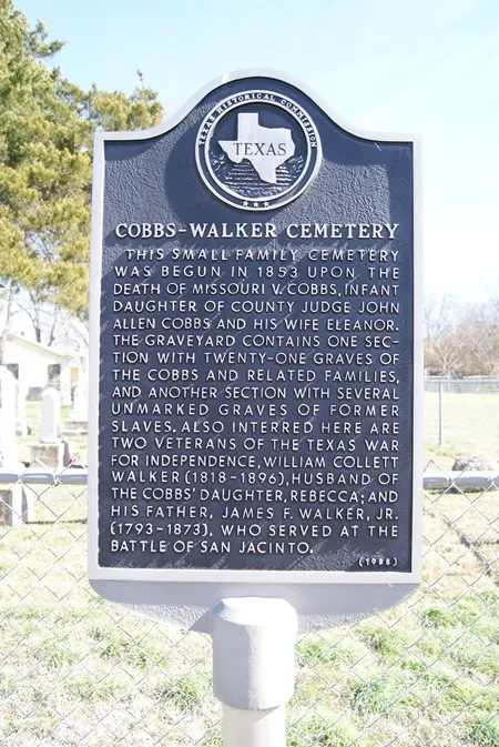 Cobbs-Walker Cemetery Texas Historical Marker