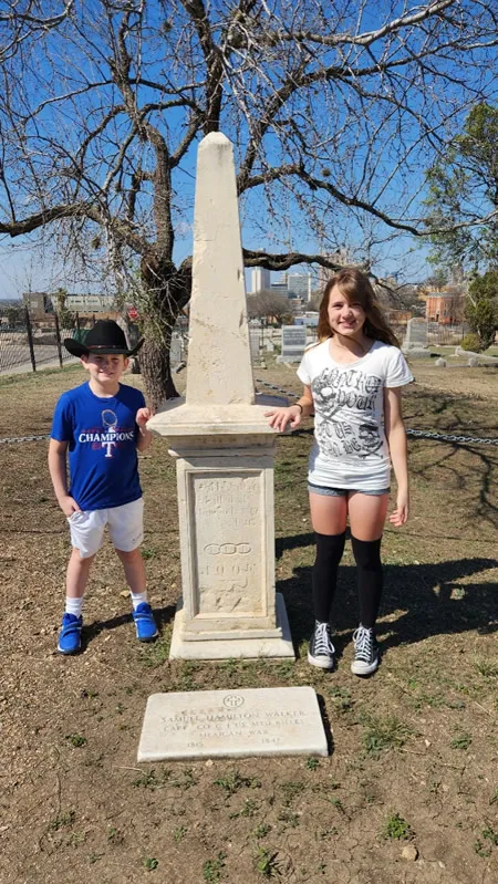 Luke and Julia at Sam H Walker Grave Site San Antonio